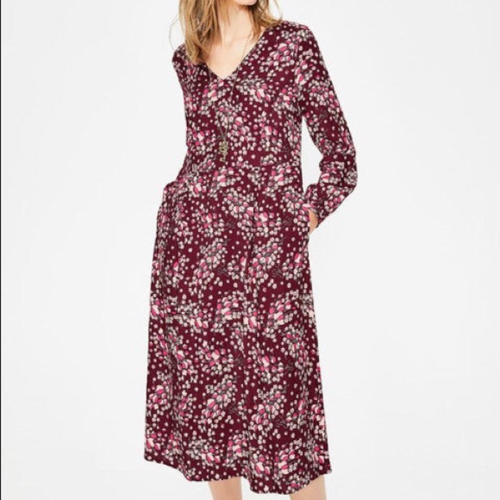 Boden Easy MIdi Dress Mulled Wine